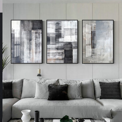 Modern Minimalist Gray Abstract Wall Art Set (3 Pieces)