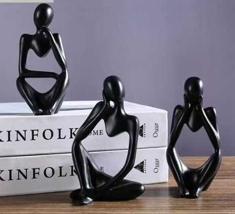 3pcs Handmade Abstract Villain Resin Decorative Statues