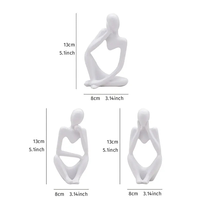 3pcs Handmade Abstract Villain Resin Decorative Statues