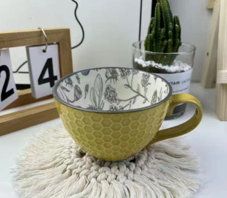 Artistic Ceramic Breakfast Mug - Large Capacity Cup