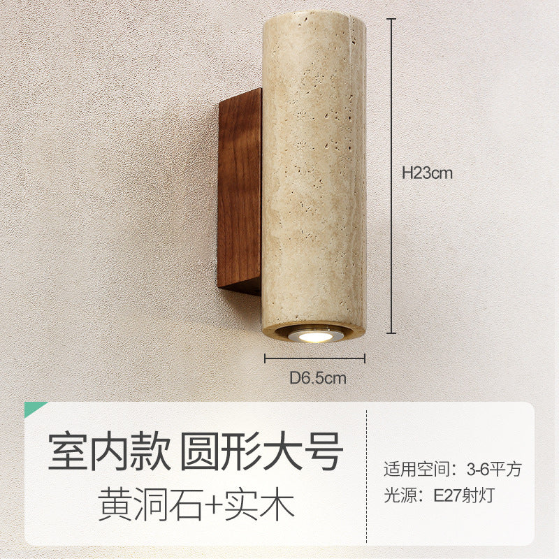 Japanese Wabi-Sabi Style Wooden Bedside Wall Lamp