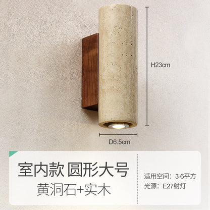 Japanese Wabi-Sabi Style Wooden Bedside Wall Lamp