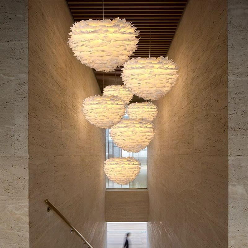 Modern Minimalist Heart-Shaped Feather Chandelier for Bedroom