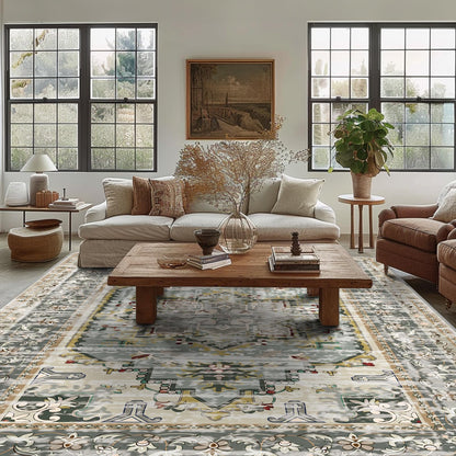 Area Rug 9x12 Living Room - Machine Washable Rug Large Floor Carpet for Bedroom Dining Room Home