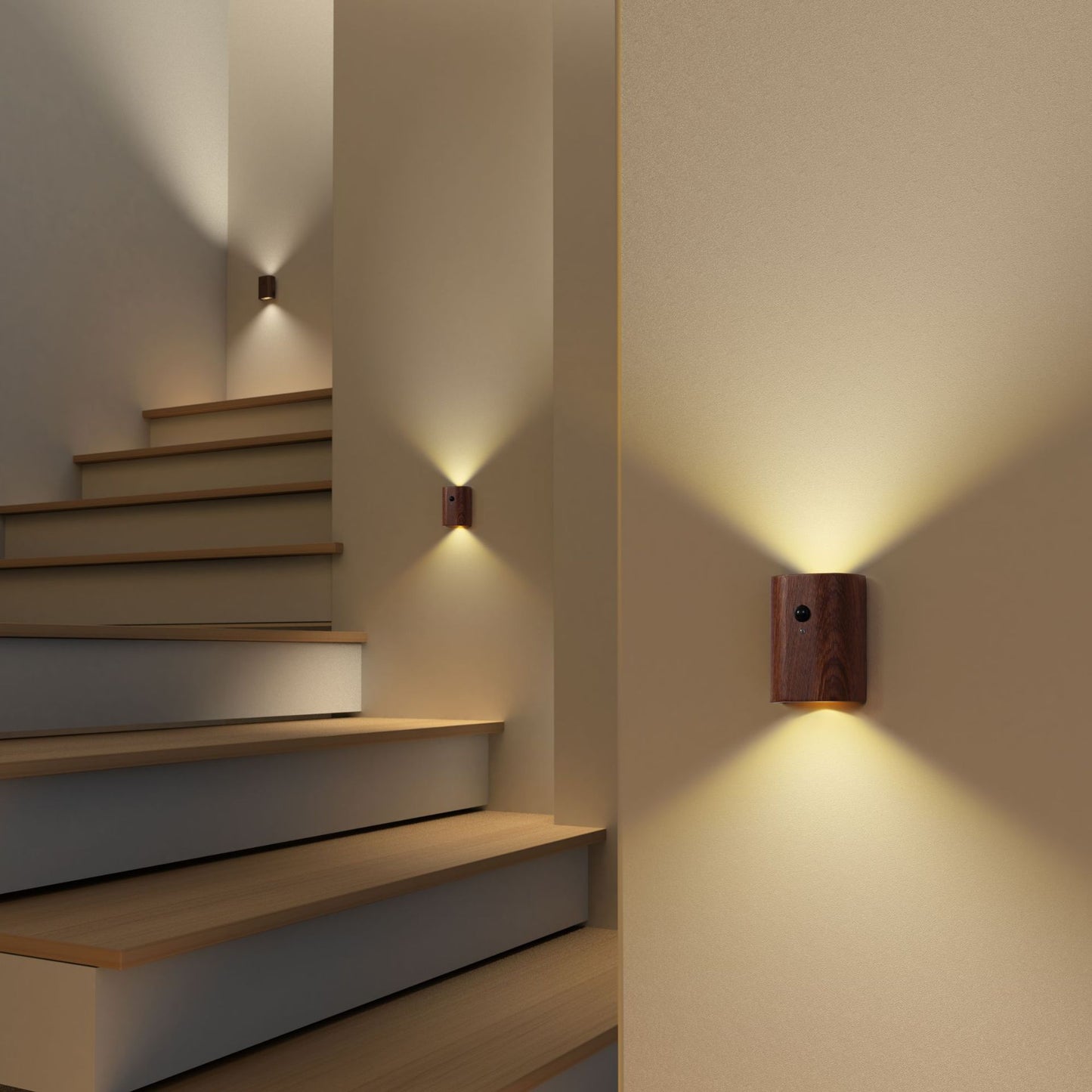 Solid Wood Grain Human Body Induction LED Wall Lamp