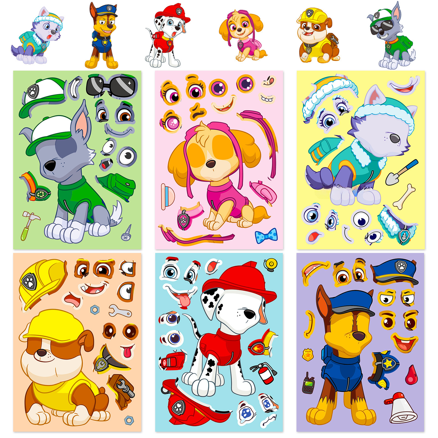 6-Pack DIY Face Swap Stickers for Kids Puzzles