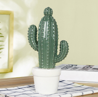 Ceramic Cactus Decorative Piece and Faux Plant