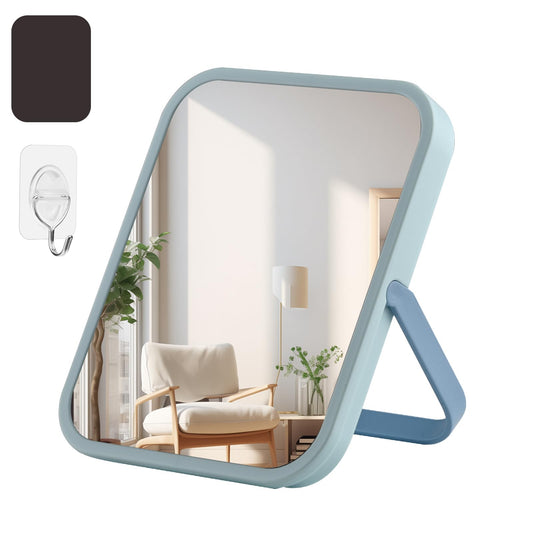 Tooackl Table Desk Vanity Makeup Mirror Portable Folding Mirror with Stand Tavel Make Up Mirror Hanging Bathroom for Shower Shaving Magnetic Locker Mirror.1 Hook Included.