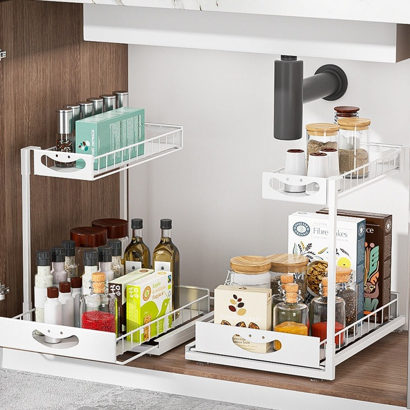 2-Tier Carbon Steel Storage Rack (2-Pack) – No-Drill Organizer