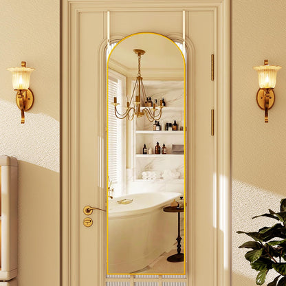 HARRITPURE 14"x48" Arched Full Length Door Mirror Aluminum Frame Closet Mirror Full Length Hanging Mirror for Living Room BedroomGold