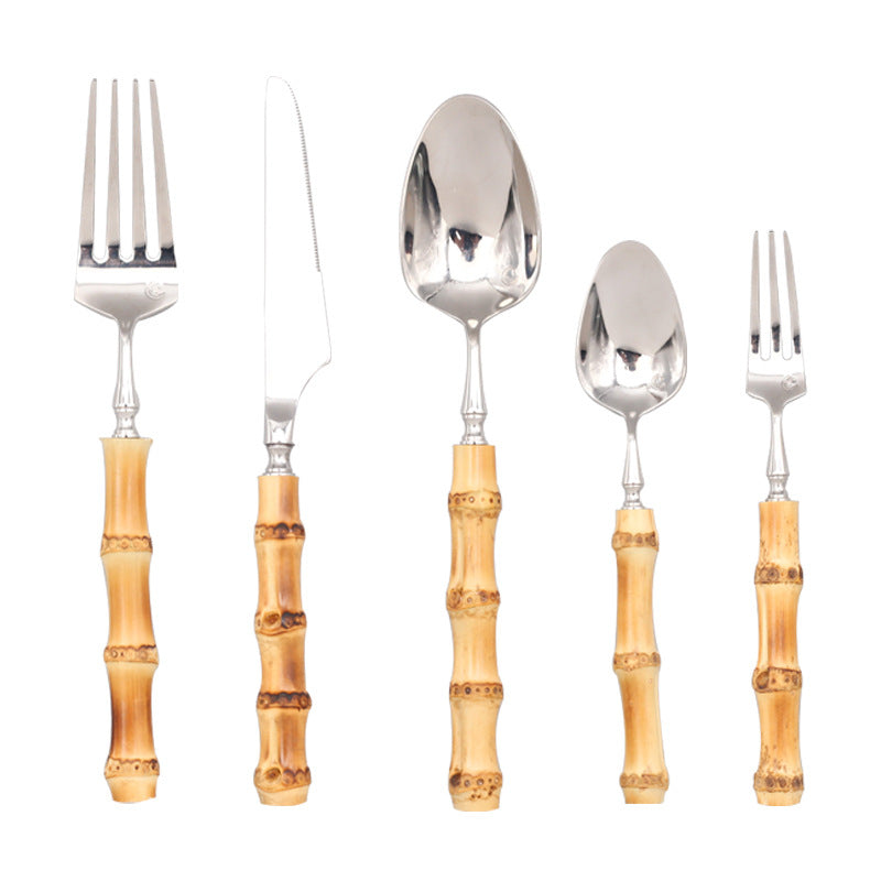 304 Stainless Steel Bamboo Style Cutlery Set (5 Pieces)