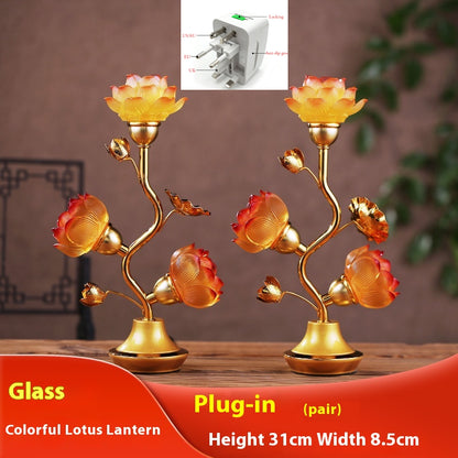Colorful Lotus Crystal Pilot Lamp – Decorative LED Table Light (Set of 2)