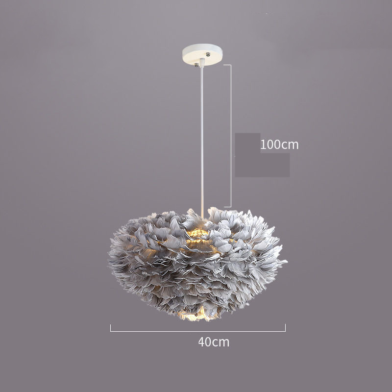 Modern Minimalist Heart-Shaped Feather Chandelier for Bedroom