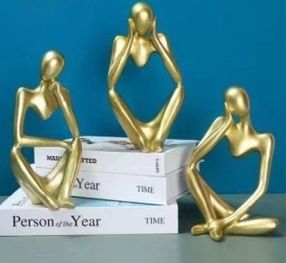 3pcs Handmade Abstract Villain Resin Decorative Statues