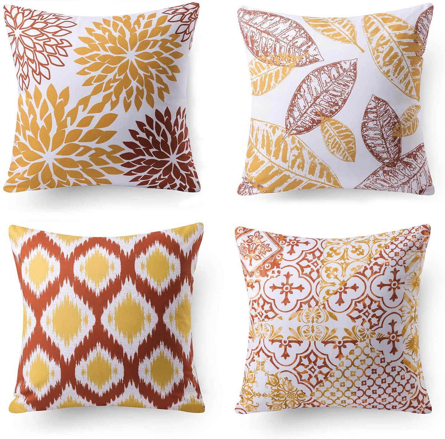 4pcs Ginkgo Biloba Geometric Pattern Sofa Cushions