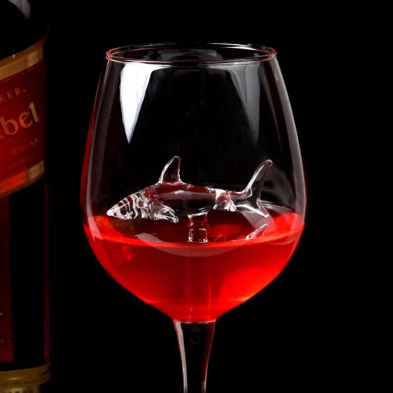 Creative Shark High Wine Glass with Octopus Design