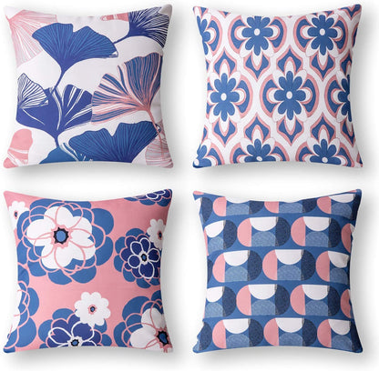 4pcs Ginkgo Biloba Geometric Pattern Sofa Cushions