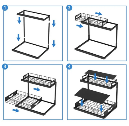 2-Tier Carbon Steel Storage Rack (2-Pack) – No-Drill Organizer