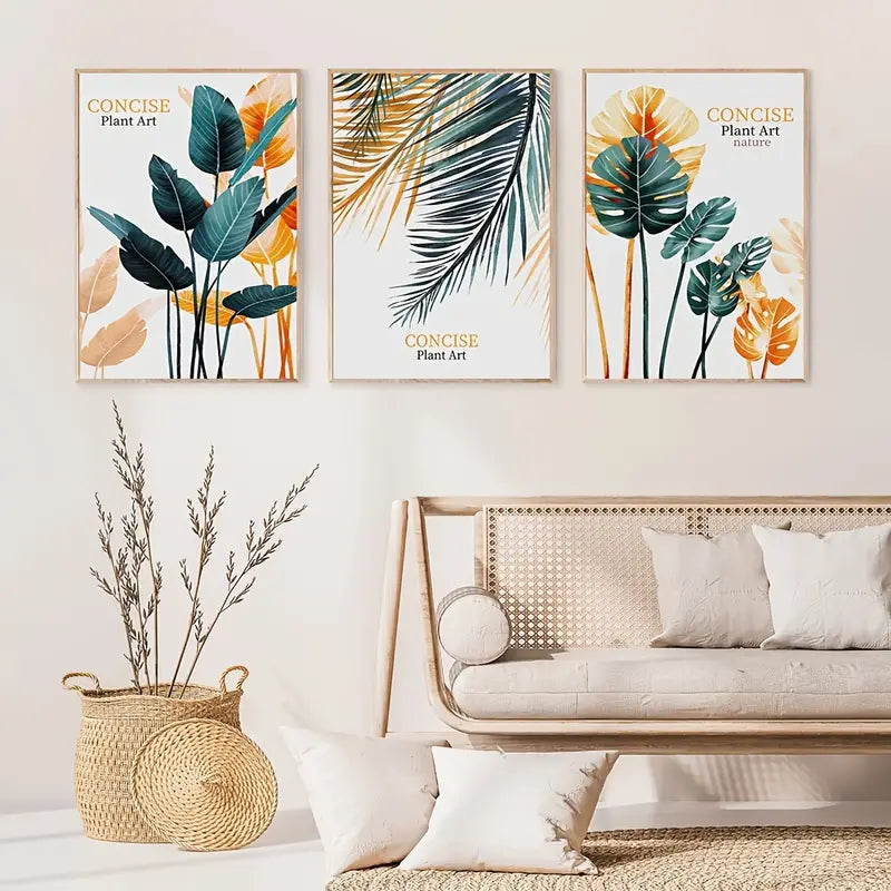 3-Piece Modern Minimalist Tropical Plant Wall Art