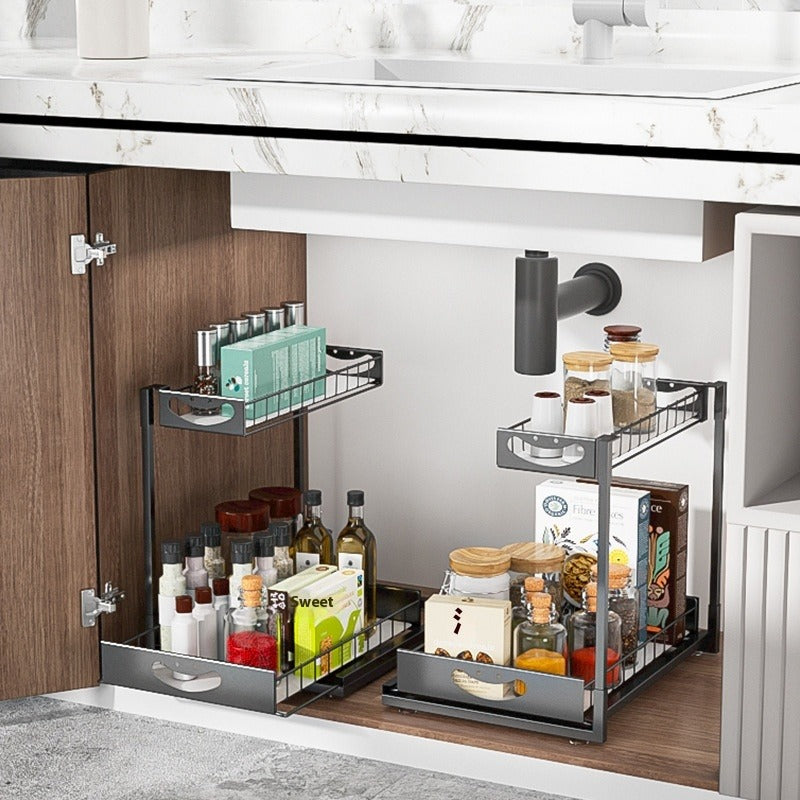 2-Tier Carbon Steel Storage Rack (2-Pack) – No-Drill Organizer