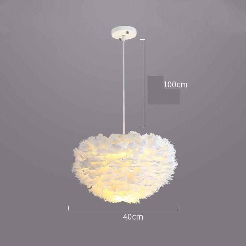 Modern Minimalist Heart-Shaped Feather Chandelier for Bedroom