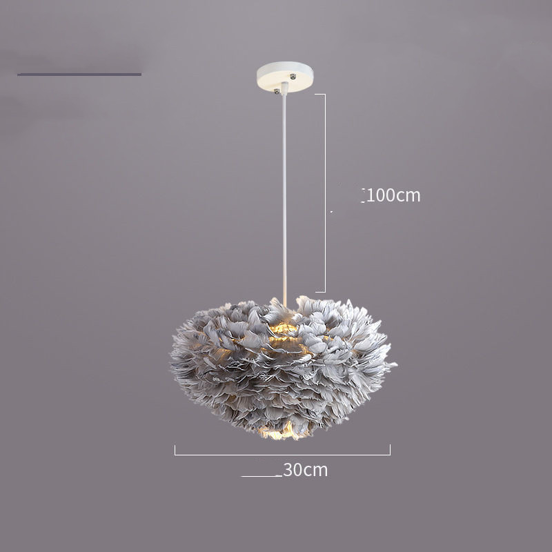 Modern Minimalist Heart-Shaped Feather Chandelier for Bedroom