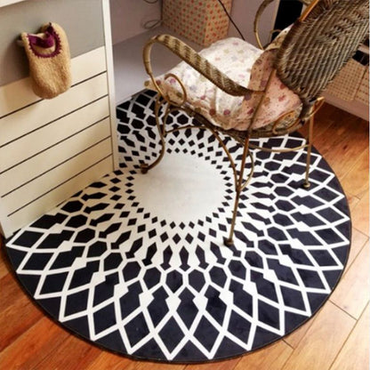 Nordic Style Round Living Room Carpet, Water-Resistant