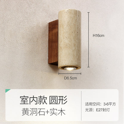 Japanese Wabi-Sabi Style Wooden Bedside Wall Lamp
