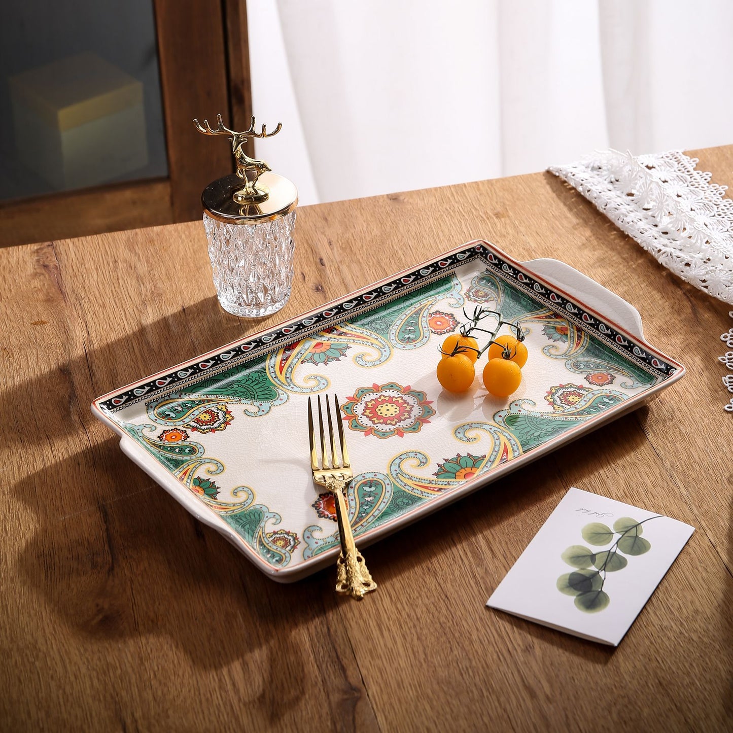 Wholesale Ceramic Tray for Home Use, Rectangular Design