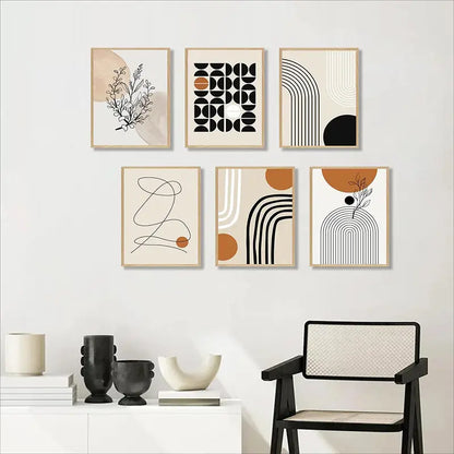 6pcs Boho Abstract Canvas Wall Art for Living Room