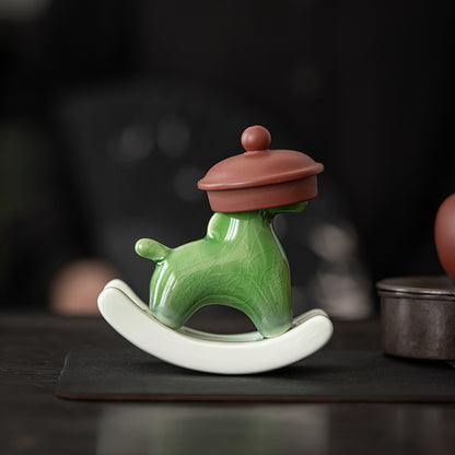 Ceramic Green Horse Tea Pet Decorative Figurine
