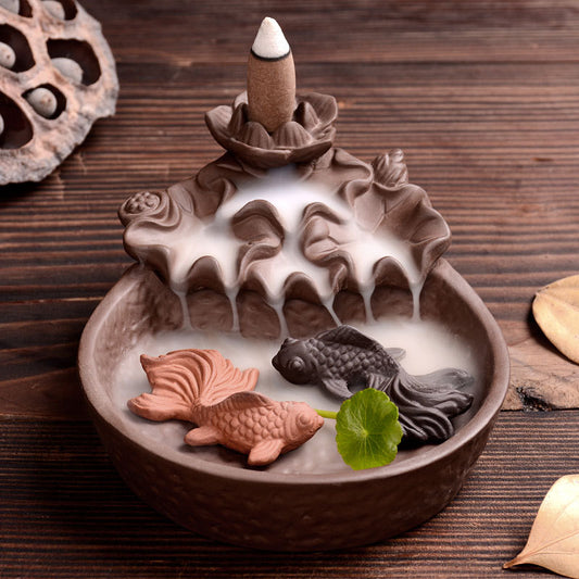 Purple Sand Backflow Incense Burner Decorative Piece