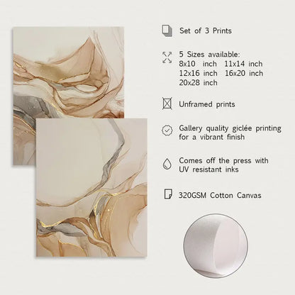 3pcs Boho Modern Abstract Wall Art Canvas Set