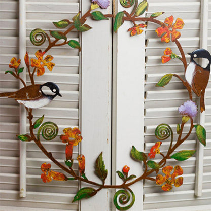 Metal Bird and Flower Garland for Outdoor Decor