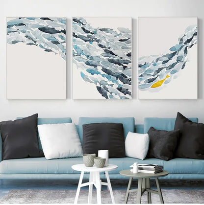 3pc Watercolor Fish Wall Art Canvas Posters (No Frames)