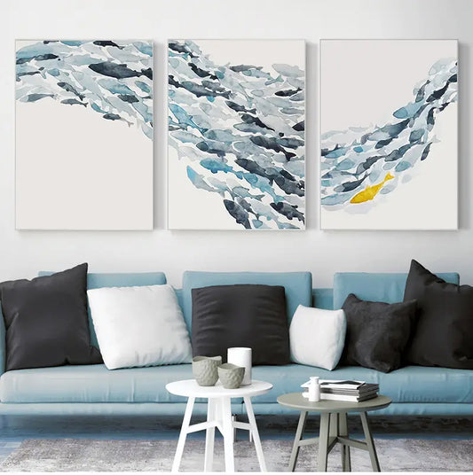 3pc Watercolor Fish Wall Art Canvas Posters (No Frames)