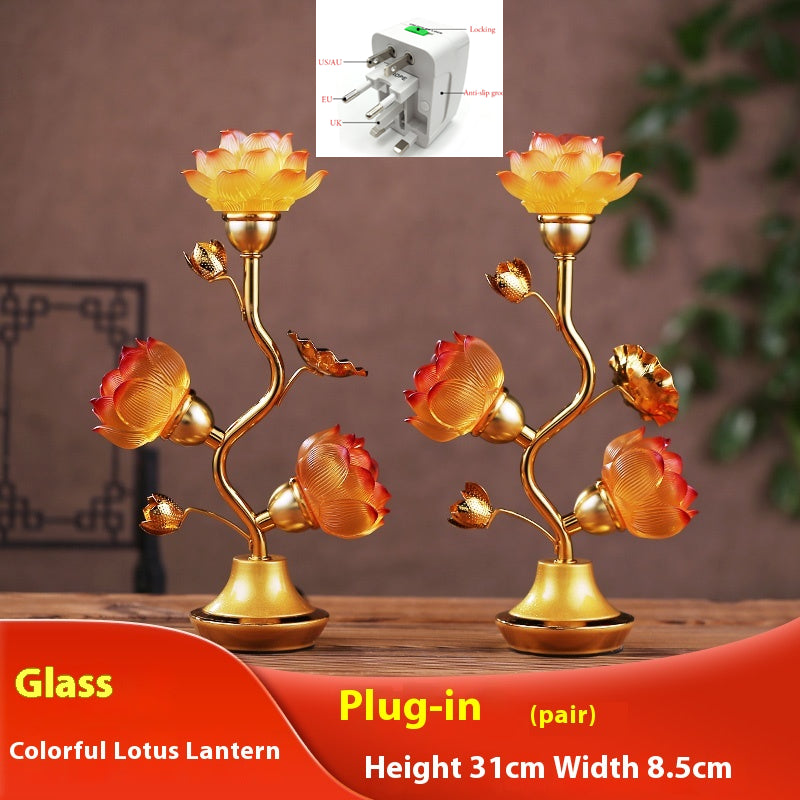 Colorful Lotus Crystal Pilot Lamp – Decorative LED Table Light (Set of 2)