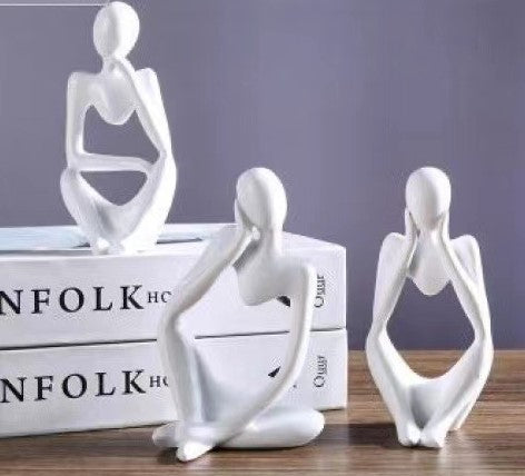 3pcs Handmade Abstract Villain Resin Decorative Statues