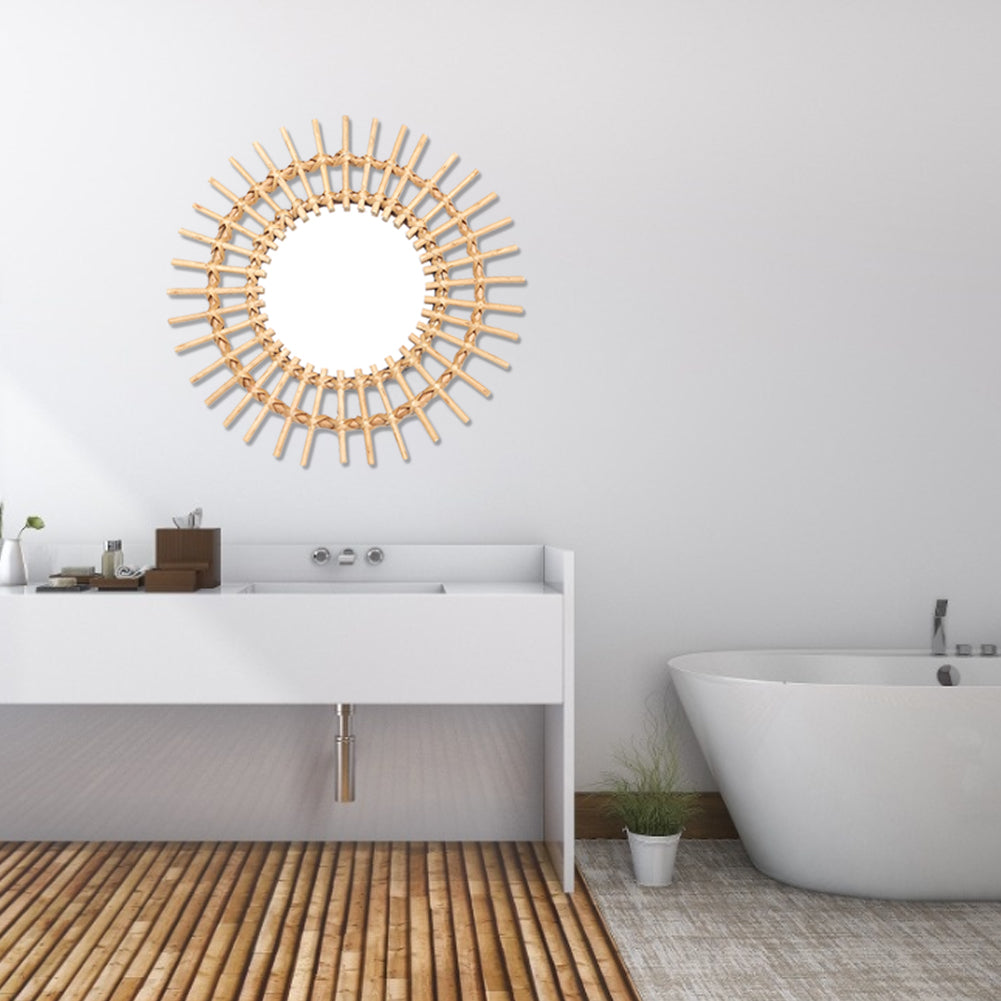 Gold Woven Decorative Mirror - Nordic Handmade Bamboo Wall Art