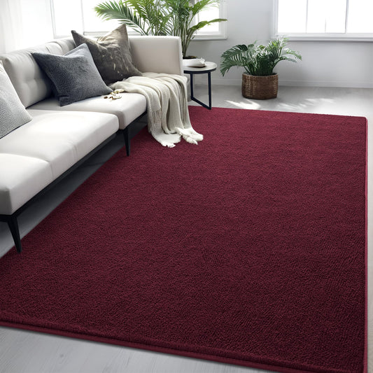 FALARK Red Rugs for Bedroom Living Room 5x7 ft Burgundy Area Rug Washable Memory Foam Indoor Carpet Modern Aesthetic Minimalist Non-Slip Carpets for Boys Girls Adults Home Decor