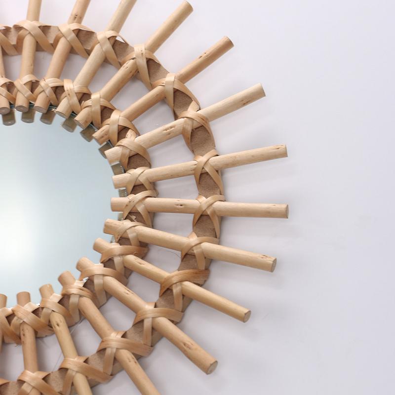 Gold Woven Decorative Mirror - Nordic Handmade Bamboo Wall Art