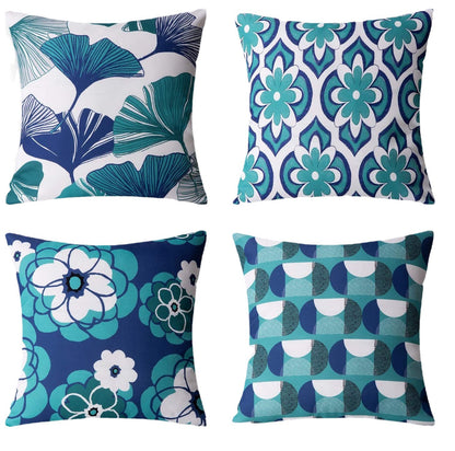 4pcs Ginkgo Biloba Geometric Pattern Sofa Cushions