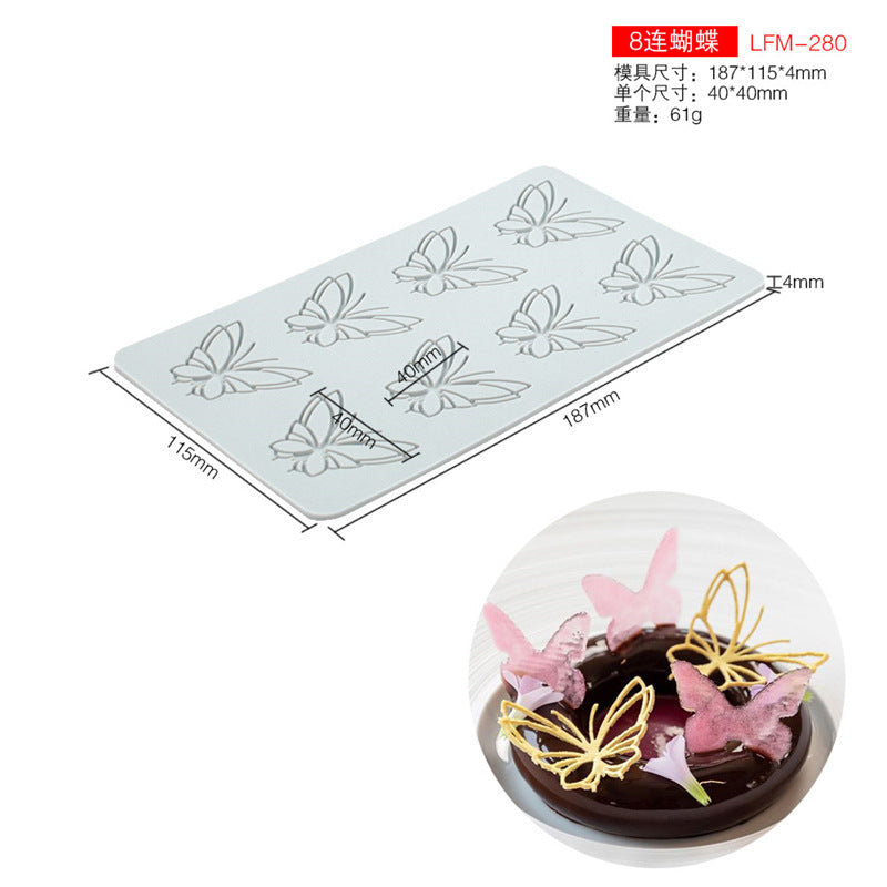 8-Pattern Butterfly Lace Mold for Cake Decoration