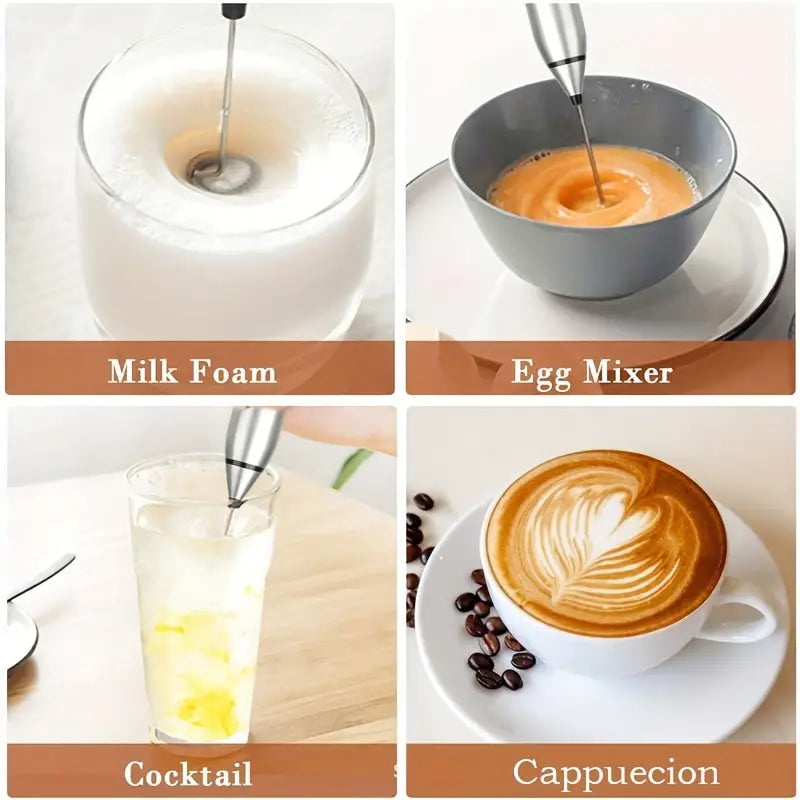 Cordless Milk Frother Set with USB Rechargeable Whisk