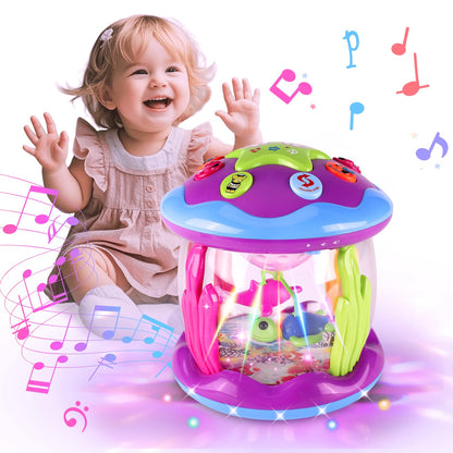 Eilsorrn Baby Girl Toys for 6-12 Months - Ocean Rotating Musical Light Up Toys for 12-18 Months Superb Learning Tummy Time Toys Crawling Toys for 1 2 3+ Year Old Infant