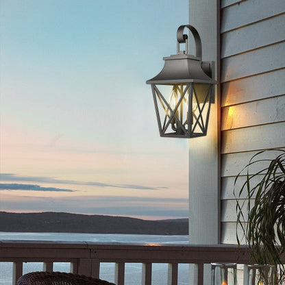 Farmhouse Outdoor Wall Light – Industrial Glass Exterior Sconce, Waterproof