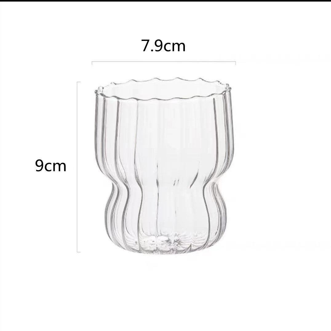 Cute Striped Glass Cup for Ice Cream and Breakfast