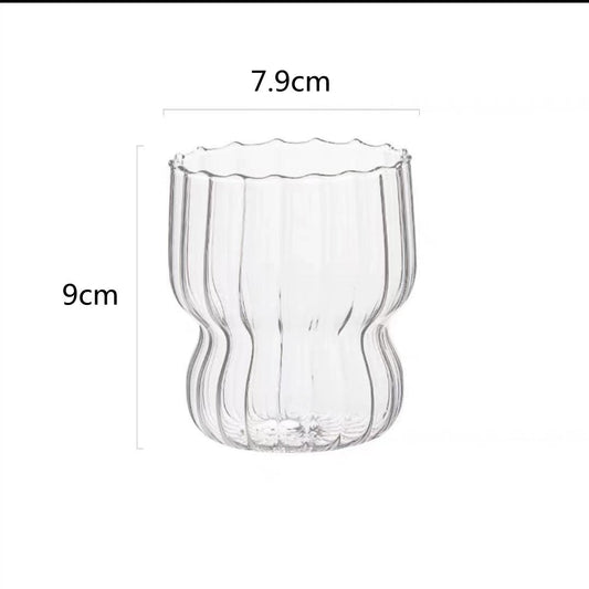 Cute Striped Glass Cup for Ice Cream and Breakfast
