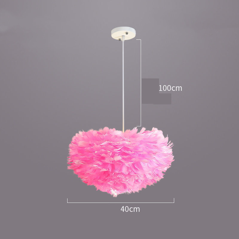 Modern Minimalist Heart-Shaped Feather Chandelier for Bedroom