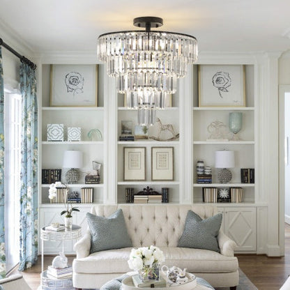 Large Black Crystal Chandelier – Contemporary Style for Living Room, Dining Room & Bedroom